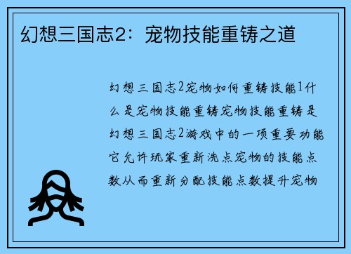 幻想三国志2：宠物技能重铸之道
